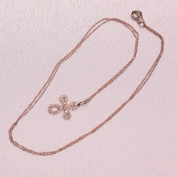 NEW 14kt Rose Gold and Diamond Cross Necklace - Picture 3 of 11